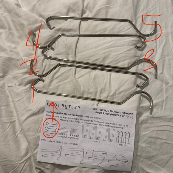 Boot Butler Hanging Boot Rack Holds 5 Pairs of Boots - Picture 3 of 7